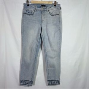 NYDJ, Ami Skinny Ankle Jeans, Size 8. Excellent condition! Embroidered